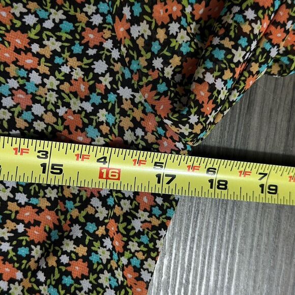 Enfocus Studio Womens Dress 4 Black Orange Ditsy Floral Cottagecore Prairie Midi - Picture 7 of 13